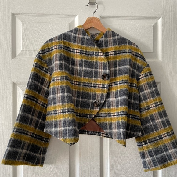 310mood short plaid coat